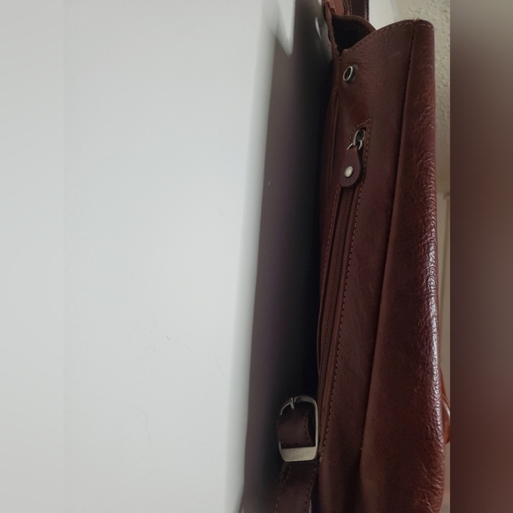 Wilson's Leather Mini Bookbag Distressed Brown Carry Handle - Picture 2 of 14